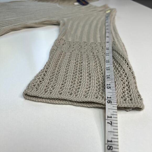 Absolutely Vintage Baby-Tee Top Open-Knit 3/4 Sleeves Boho Y2K Clean Girl Size L - Picture 10 of 12